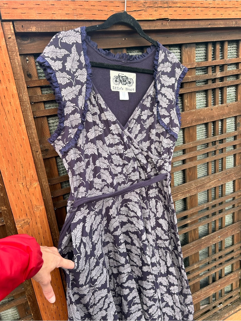 Effie's Heart Navy and Ivory Leaf-Print Wrap Dress - Picture 4 of 12